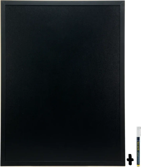Securit Woody, Kreidetafel schwarzer Rahmen, schwarz, 60x80cm
