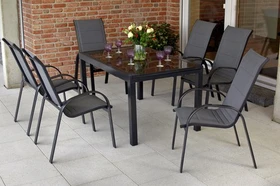 Merxx Amalfi Gartenmöbel-Set schwarz, 7-tlg.
