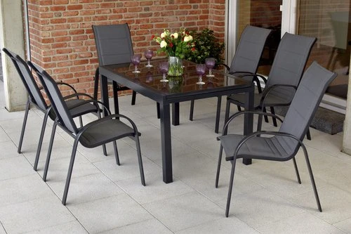 Merxx Amalfi Gartenmöbel-Set schwarz, 7-tlg.