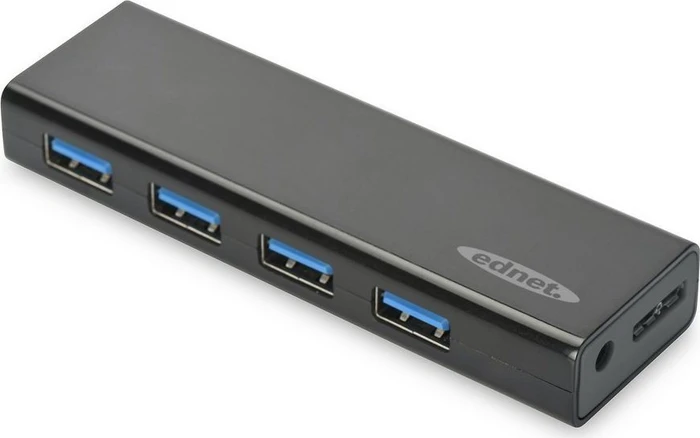 Ednet USB-Hub, 4x USB-A 3.0, USB 3.0 Micro-B [Buchse]