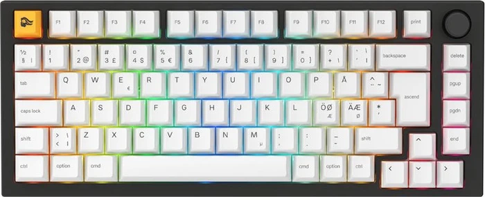 Glorious GMMK Pro Pre-built Gaming Keyboard, LEDs RGB, Glorious Fox linear, Black Slate/Artic White, ND
