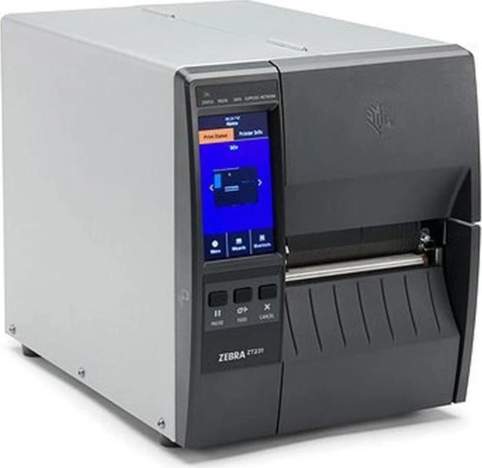 Zebra TT Printer ZT231 4in 300 dpi Thermal Transfer Peel with Liner Takeup EU/UK Cords USB Serial Ethernet BTLE Host EZPL (ZT23143-T3E000FZ) Image