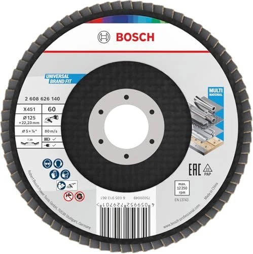 Bosch Professional X451 Fächerschleifscheibe T29 K60, 125x22.23mm, 15 Stück