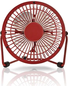 Nedis FNDK1RD10 USB Mini Tischventilator aus Metall 10cm rot
