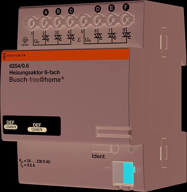 Busch-Jaeger Heizungsaktor 6-fach, 4TE REG, Schaltaktor für Stellantriebe