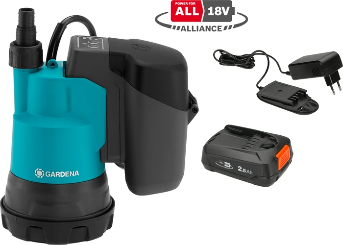 Gardena 2000/2 18V P4A Akku-Klarwassertauchpumpe inkl. Akku