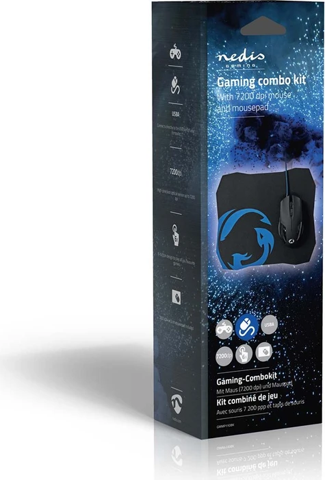 Nedis Gaming Mouse und Mousepad Set, schwarz, USB