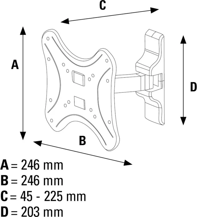 Hama TV-Wandhalterung Fullmotion 5 Sterne L 1 Arm schwarz