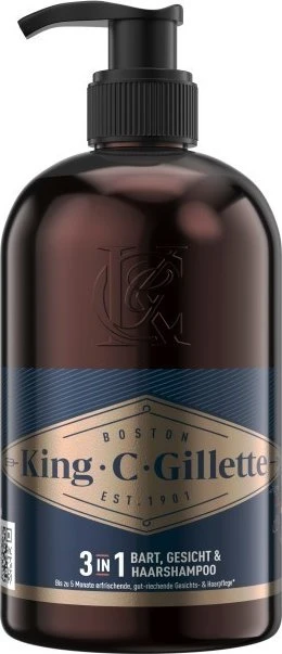Gillette King C. 3in1 Bart-, Gesichts- und Haarwaschgel, 350ml