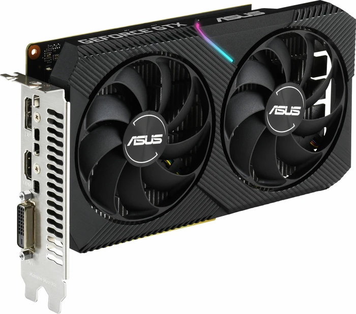 ASUS Dual GeForce GTX 1650 Mini, DUAL-GTX1650-4GD6-MINI, 4GB GDDR6, DVI, HDMI, DP