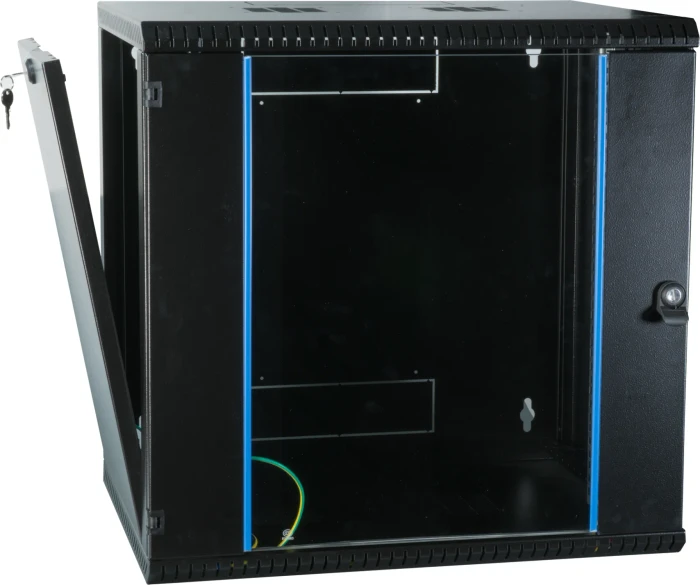 EFB Elektronik 19" Wandgehäuse 12HE, 1-teilig, fest, vormontiert, eigenbelüftet, Sicherheitsglastür, IP20, RAL 9005, 600mm tief