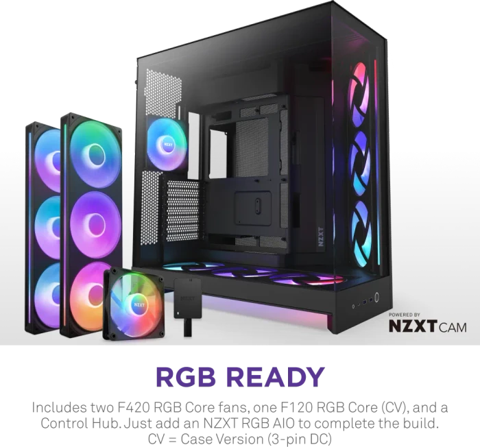 NZXT H9 Flow RGB+ [2025] Black, schwarz, Glasfenster