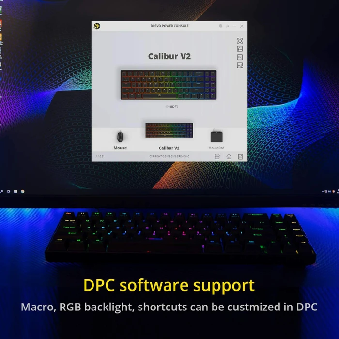 Drevo Calibur V2 TE PC/Mac, LEDs RGB, schwarz, MX RGB BLUE, USB, UK