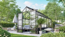 Vitavia Cassandra 9900 ESG 3mm Gewächshaus inkl. Sockel schwarz/basalt