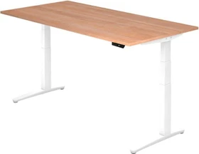 Hammerbacher Ergonomic Aktiv XBHM12 elektrisch höhenverstellbarer Sitz-Steh-Schreibtisch 200x100cm Nussbaum/weiß