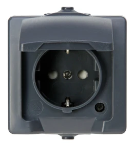Kopp Nautic 1-fach Steckdose mit Klappdeckel, anthrazit