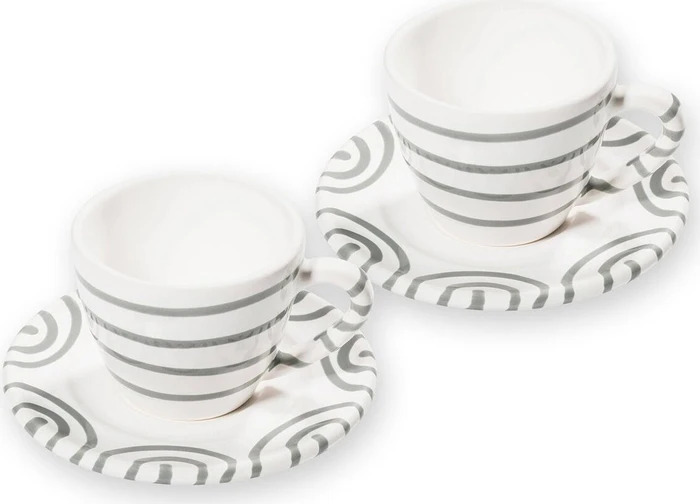 Gmundner Keramik Graugeflammt Espressotassen-Set für 2, 4-tlg.