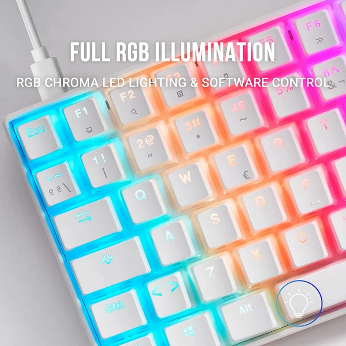 Mars Gaming MKULTRA, weiß, LEDs RGB, Gaote Outemu SQ RED, USB, ES/US