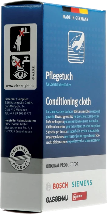 BSH Hausgeräte Pflegetücher für Edelstahloberflächen, 5 Stück