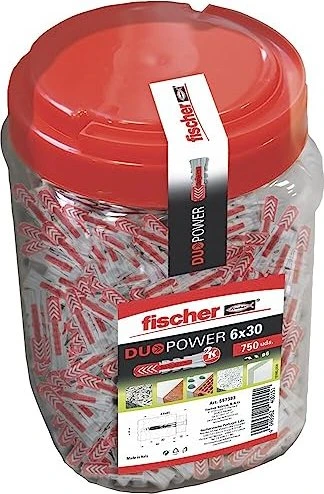 fischer DuoPower 6x30 Universaldübel, 6x30mm, 750 Stück