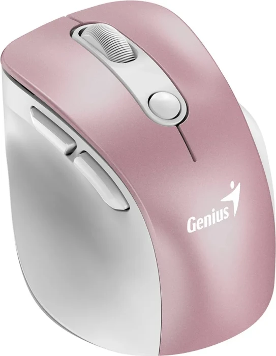 Genius Ergo 9000S Pro Wireless Bluetooth Rechargeable Mini Ergo Silent Mouse, Pink, USB/Bluetooth