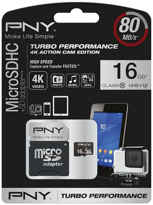 PNY Turbo Performance R80/W40 16GB Kit, UHS-I U3, Class 10
