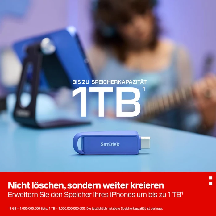 SanDisk Phone Drive with USB-C 512GB - Maritime Blue, USB-C, USB 3.2 Gen 1×1