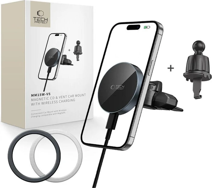 Tech-Protect MM15W-V5 MagSafe Halterung für Lüftungsgitter & CD-Schacht schwarz