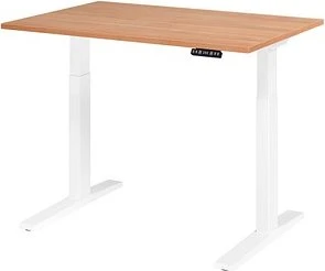 Hammerbacher Ergonomic Aktiv XMKA12 elektrisch höhenverstellbarer Sitz-Steh-Schreibtisch 120x80cm Nussbaum/weiß