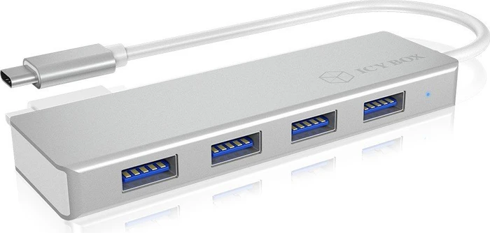 RaidSonic Icy Box IB-HUB1425-C3 silber USB-Hub, 4x USB-A 3.0, USB-C 3.0 [Stecker]