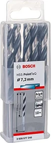 Bosch Professional HSS PointTeQ Spiralbohrer, 7.2x69x109mm, 10 Stück