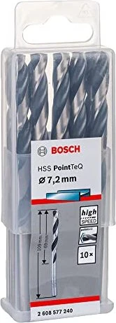 Bosch Professional HSS PointTeQ Spiralbohrer, 7.2x69x109mm, 10 Stück