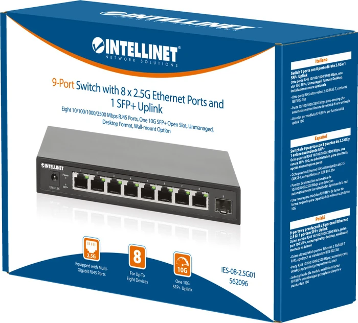 Intellinet Desktop 2.5G Switch, 8x RJ-45, 1x SFP+