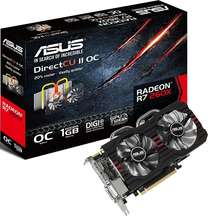 ASUS Radeon R7 260X, Radeon R7 260X, 1GB GDDR5, 2x DVI, HDMI, DP