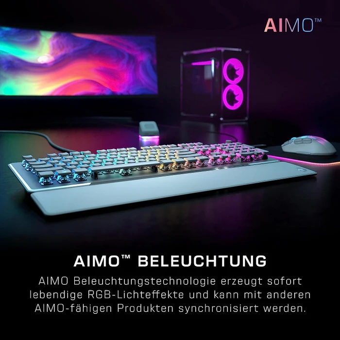 Roccat Vulcan II, LEDs RGB, weiß/silber, TITAN II BROWN, USB, DE
