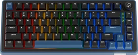 Ducky OK-M-75, Black and Blue, KKT Red Wine Linear, USB/Bluetooth, DE