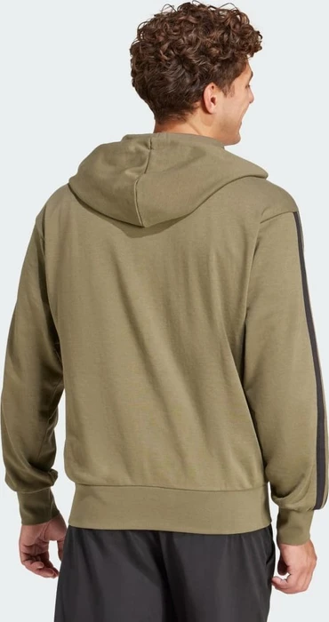 adidas Essentials 3-Streifen French Terry Hoodie olive strata/black (Herren)