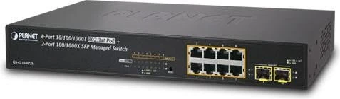 Planet GS-4210 Desktop Gigabit Managed Switch, 8x RJ-45, 2x SFP, 120W PoE+