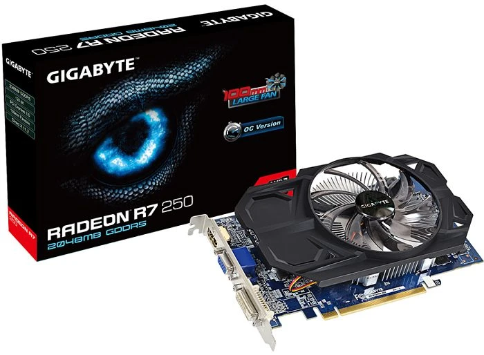 GIGABYTE Radeon R7 250 OC, 2GB GDDR5, VGA, DVI, HDMI