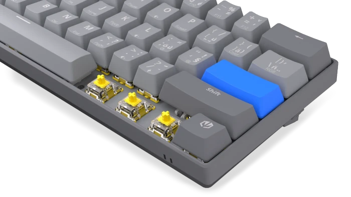 Endorfy Thock V2 Compact Wireless, PBT, grau, LEDs RGB, hot-swap, Endorfy YELLOW, USB/Bluetooth, CZ/SK
