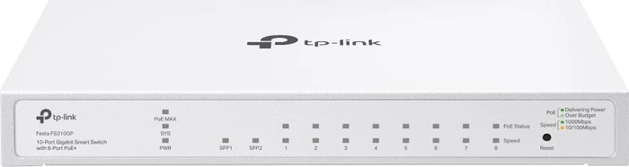 TP-Link Festa FS300 Desktop Gigabit Smart Switch, 8x RJ-45, 2x SFP, 61W PoE+