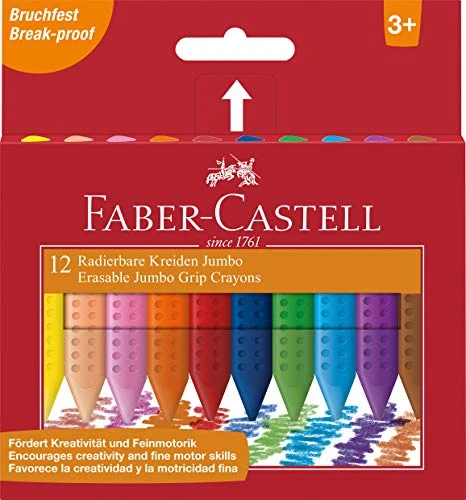 Faber-Castell Jumbo Grip Kreide Dreikant, 12 Farben