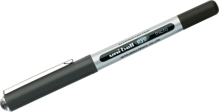 Uni-Ball Eye Micro UB-150 Tintenroller (Mine) schwarz/silber, 12er-Pack