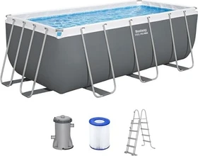 Bestway Steel Pro Max Frame Pool Set rechteckig 412x201x122cm grau