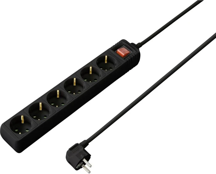 Sygonix Schutzkontakt Steckdosenleiste, 6-fach, 1.4m, schwarz