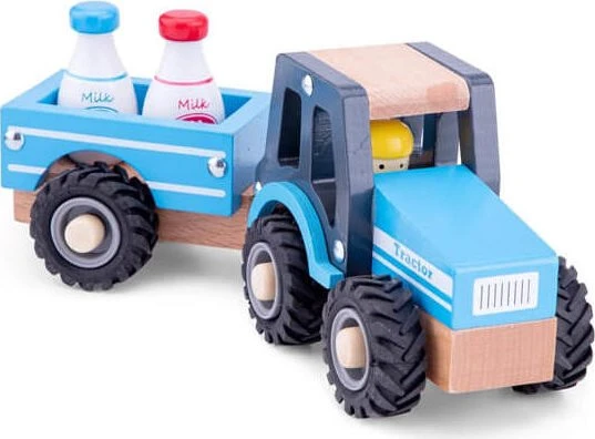 New Classic Toys Traktor mit Anhänger und Milchkannen