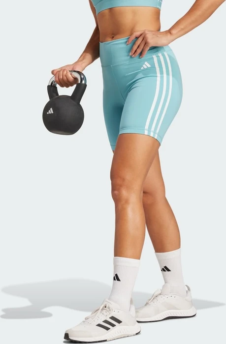 adidas Training Essentials 3-Streifen High-Waisted Hose kurz mint ton (Damen)