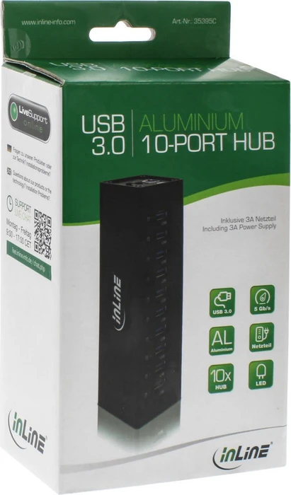 InLine USB-Hub, 10x USB-A 3.0, USB-B 3.0 [Buchse]