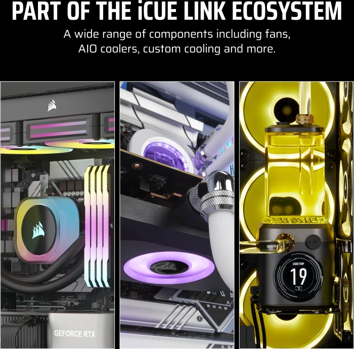 Corsair iCUE LINK LX120-R RGB Starter Kit, schwarz, LED-Steuerung, 120mm, 3er-Pack
