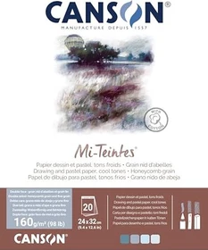 Canson Mi-Teintes Zeichenpapier, 240x320mm, glatt, kühle Töne, 20 Blatt